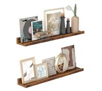 VASAGLE Custos Colección - Estantes Colgantes de Pared, Juego de 2, Estantes Flotantes, para Marcos de Fotos, Decoración, Especias, para Cocina, Sala de Estar, Marrón Rústico LWS064K01