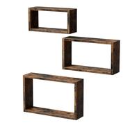 VASAGLE CUSTOS Colección - Estantes de Pared, Juego de 3 Cubos de Estantes Flotantes, Organizadores de Almacenamiento de Cubos, Longitud de 40/35/30 cm, Marrón Rústico LWS094X01