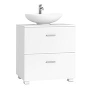 VASAGLE CUSTOS Collection - Mueble Bajo Lavabo Móvil con 2 Amplios Cajones, Patas Altas, Apto para Varios Lavabos, 30 x 60 x 63,8 cm, Blanco Nube