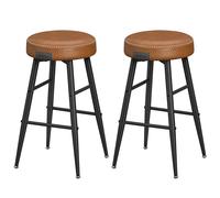 VASAGLE EKHO Colección - Juego de 2 Taburetes de Bar, Taburete Cocina, Taburete Desayuno, Cuero Sintético con Costuras, Moderno Siglo Medio, 63 cm Alto, Silla Comedor, Fácil Montaje, Negro Tinta/Verde