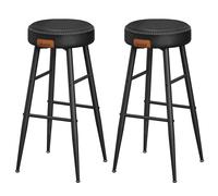 VASAGLE EKHO Colección - Juego de 2 Taburetes de Bar, Taburetes de Cocina, Taburetes de Desayuno, Cuero Sintético con Costuras, 76,2 cm de Alto, Silla Comedor, Fácil Montaje, Negro Tinta/Verde Negro T