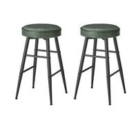 VASAGLE EKHO Colección - Juego de 2 Taburetes de Bar, Taburetes de Cocina, Taburetes de Desayuno, Cuero Sintético con Costuras, 63 cm de Alto, Silla Comedor, Fácil Montaje, Verde Bosque LBC080C01V1