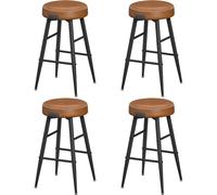 VASAGLE EKHO Colección - Juego de 4 Taburetes de Bar, Taburetes Cocina, Taburetes Desayuno, Cuero Sintético con Costuras, Moderno Siglo Medio, 76,2 cm Alto, Silla Comedor, Fácil Montaje, Negro Tinta/M