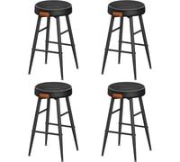 VASAGLE EKHO Colección - Juego de 4 Taburetes de Bar, Taburetes Cocina, Taburetes Desayuno, Cuero Sintético con Costuras, Moderno Siglo Medio, 76,2 cm Alto, Silla Comedor, Fácil Montaje, Negro Tinta/M