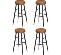 VASAGLE EKHO Colección - Juego de 4 Taburetes de Bar, Taburetes Cocina, Taburetes Desayuno, Cuero Sintético con Costuras, Moderno Siglo Medio, 76,2 cm Alto, Silla Comedor, Fácil Montaje, Negro Negro