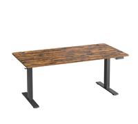 VASAGLE Escritorio Ajustable en Altura, 160 x 80 cm, Puerto USB-C, Estante para Regleta Eléctrica, Recordatorio de Sedentarismo, 3 Botones de Memoria, para Oficina, Marrón Rústico/Roble Dorad/Blanco
