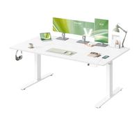 VASAGLE Escritorio Ajustable en Altura, 160 x 80 cm, Puerto USB-C, Estante para Regleta Eléctrica, Recordatorio de Sedentarismo, 3 Botones de Memoria, para Oficina, Marrón Rústico/Roble Dorad/Blanco M