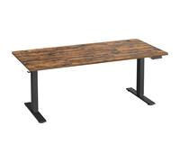VASAGLE Escritorio Ajustable en Altura, 180 x 80 cm, Puerto USB-C, Estante para Regleta Eléctrica, Recordatorio de Sedentarismo, 3 Botones de Memoria, para Oficina, Marrón Rústico/Blanco Mate Rustic b