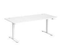 VASAGLE Escritorio Ajustable en Altura, 180 x 80 cm, Puerto USB-C, Estante para Regleta Eléctrica, Recordatorio de Sedentarismo, 3 Botones de Memoria, para Oficina, Marrón Rústico/Blanco Mate Matte wh