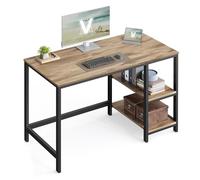 VASAGLE Escritorio con 2 Estantes, Estructura de Acero, Moderno básico | Mesa de Trabajo, a la Izquierda o a la Derecha, para Salón Oficina, catalpa catalpa y negro mate, Colección BARNET LWD047K01