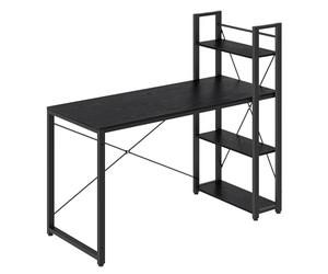 VASAGLE Escritorio con Estantes a Derecha o Izquierda, 137 cm | Mesa de Ordenador, Fácil Montaje, para Estudio, Oficina en Casa, Negro Ébano y negro mate, Colección BARNET LWD049B56