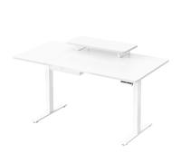 VASAGLE Escritorio Eléctrico Ajustable en Altura, 140 x 70 cm, para Trabajar de Pie, Soporte para Monitor, Cajón, Puerto USB-C, Recordatorio de Sedentarismo, para Oficina, Marrón Rústico/Blanco Nube C
