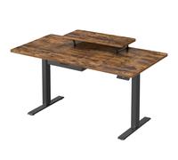 VASAGLE Escritorio Eléctrico Ajustable en Altura, 140 x 70 cm, para Trabajar de Pie, Soporte para Monitor, Cajón, Puerto USB-C, Recordatorio de Sedentarismo, para Oficina, Marrón Rústico/Blanco Nube R