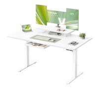 VASAGLE Escritorio Eléctrico Ajustable en Altura, 140 x 70 cm, para Trabajar de Pie, Soporte para Monitor, Cajón, Puerto USB-C, Recordatorio de Sedentarismo, para Oficina, Blanco Nube LSD154WB01