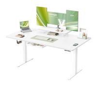 VASAGLE Escritorio Eléctrico Ajustable en Altura, 160 x 80 cm, para Trabajar de Pie, Soporte para Monitor, Cajón, Puerto USB-C, Recordatorio de Sedentarismo, para Oficina, Blanco Nube LSD156WB01