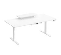 VASAGLE Escritorio Eléctrico Ajustable en Altura, 160 x 80 cm, para Trabajar de Pie, Soporte para Monitor, Cajón, Puerto USB-C, Recordatorio de Sedentarismo, para Oficina, Marrón Rústico/Blanco Nube W