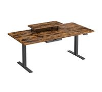 VASAGLE Escritorio Eléctrico Ajustable en Altura, 160 x 80 cm, para Trabajar de Pie, Soporte para Monitor, Cajón, Puerto USB-C, Recordatorio de Sedentarismo, para Oficina, Marrón Rústico/Blanco Nube W
