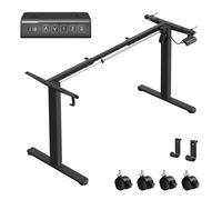 VASAGLE Escritorio Eléctrico Regulable en Altura, Bastidor de Escritorio, Soporte de Escritorio, sin Tablero, con Gancho, Conexión USB, Función de Memoria con 3 Alturas, Acero, Negro Tinta/Blanco Mate