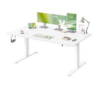 Escritorio ajustable 160 x 80 cm con recordatorio y carga integrada Blanco Mate