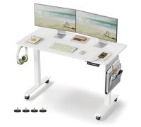 VASAGLE Escritorio Elevable Eléctrico con 4 Memorias y Ruedas para Oficina | Mesa de Ordenador Regulable en Altura, 120 x 60 x (71-120) cm, Blanco Mate y Blanco, Colección BALOK LSD172W01