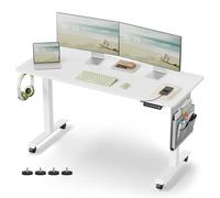 VASAGLE Escritorio Elevable Eléctrico, con 4 Memorias y USB | Mesa de Ordenador con Bolsa, 140 x 60 x (71-120) cm, Blanco Mate y Blanco, Colección BALOK LSD174W01