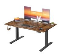 VASAGLE Escritorio Elevable Eléctrico con Motor Silencioso y Puerto USB-C | Mesa Ajustable en Altura, 140 x 80 x 72-120 cm, para Oficina y Despacho, Marrón Rústico y Negro, Colección BALOK LSD144KD02