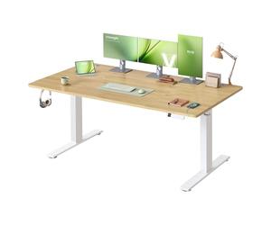 VASAGLE Escritorio Elevable Eléctrico con Motor Silencioso y Puerto USB-C | Mesa Ajustable en Altura, 160 x 80 x 72-120 cm, para Oficina y Despacho, Roble Dorado y Blanco, Colección BALOK LSD146YA02