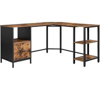 VASAGLE: Escritorio en forma de L, mesa de ordenador con armario y archivador colgante, 2 estantes, 150 x 137 x 75 cm, color marrón vintage y