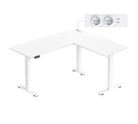 VASAGLE Escritorio Eléctrico Regulable en Altura, Escritorio en Forma de L, 140 x 160 cm, con Estación de Carga, Función de 2 Memorias, para Oficina Casa, Blanco Nube y Blanco Mate LSD264W01