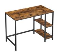 VASAGLE Escritorio, Mesa de Ordenador, con 2 Niveles de Estante a la Izquierda o a la Derecha, para Oficina, Dormitorio, Estructura de Acero, Industrial, Marrón Rústico y Negro/Greige y Negro/ Negro G