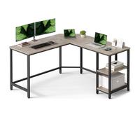 VASAGLE Escritorio, Mesa de Ordenador en Forma de L, 138 x 138 x 76 cm, Esquina con 2 Estantes, Ahorra Espacio, para Oficina Casa, Juegos, Greige y Negro LWD72MB