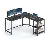 VASAGLE Escritorio, Mesa de Ordenador en Forma de L, 138 x 138 x 76 cm, Esquina con 2 Estantes, Ahorra Espacio, para Oficina Casa, Juegos, Negro Ébano LWD072B56