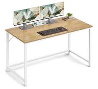 VASAGLE Escritorio, Mesa Oficina Pequeña y Estación Trabajo, Mesa para Teletrabajo, Estudio, Dormitorio, 60 x 120 x 76 cm, Estilo Moderno, Estructura Metal, Roble Natural y Blanco Perla LWD039W70