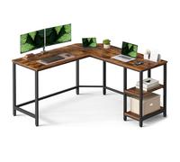 VASAGLE Escritorio Ordenador, Escritorio Esquina en Forma de L, 138 x 138 x 76 cm, Escritorio con 2 Estantes, Ahorra Espacio, para Juegos, Oficina Casa, Fácil Montar, Marrón Rústico y Negro LWD72X