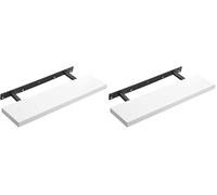 VASAGLE Estante de Pared, Estante Flotante, 20 x 80 x 3,8 cm, Balda de Pared para Marcos de Fotos, Decoración, para Salón, Estudio, Cocina, Blanco Clásico LWS28WT (Paquete de 2)