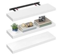 VASAGLE Estante de Pared, Juego de 3, 20 x 80 x 3,8 cm | Estante Flotante, Balda de Pared para Marcos de Fotos, Decoración, para Salón, Estudio, Cocina, Blanco Nieve