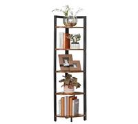 VASAGLE Estante esquinero, estantería de 5 Niveles, estantes Altos de Almacenamiento, Soporte para Plantas para Sala de Estar, Dormitorio, baño, Oficina en casa, marrón rústico + Negro