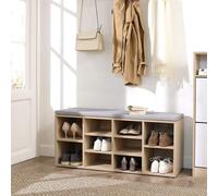 VASAGLE, estante para zapatos, banco para zapatos con cojín, para 10 pares de zapatos, 104 x 48 x 30 cm, de madera, modelo LHS10NL