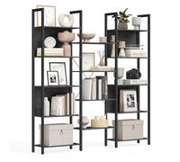 VASAGLE Estantería con 14 estantes, Marco de Metal, estantería para salón, Oficina en casa, Estilo Industrial, 24 x 158 x 166 cm, Negro ébano y Negro Tinta LLS107B56