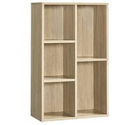 VASAGLE - Estantería con 5 Compartimentos, Mueble de Almacenamiento para Libros, partición separadora, Expositor, para salón, Dormitorio, Oficina, 24 x 50 x 80 cm, Natural LBC25NL
