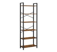 VASAGLE - Estantería de 6 Niveles, Biblioteca, Mueble de Almacenamiento para Oficina, salón, Dormitorio,30 x 66 x 186 cm, Estilo Industrial, Marrón Rústico y Negro/Greige Melange y Negro Tinta/Negro M