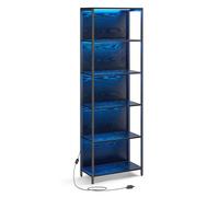 VASAGLE Estantería de 6 Niveles con Luz LED, Librería con Luces Ajustables, Marco de Acero, 30,3 x 60 x 178,6 cm, para Sala de Estar, Dormitorio, Oficina, Negro Ébano LLS120B57