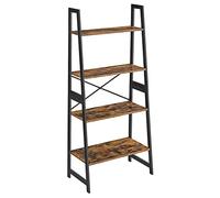 VASAGLE Estantería de Almacenamiento de 4 Niveles, Marco de Bambú | Mueble de Almacenamiento, Montaje Fácil, Marrón Rústico y Negro, Colección BAMBOU BCB020B01