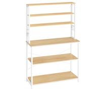 VASAGLE Estantería de Cocina, 6 Estantes y 6 Ganchos, 100 x 40 x 167 cm | Estantería de Panadería, para Microondas, Marco de Acero, Roble Dorado y Blanco Mate, Colección BARNET KKS039Y09