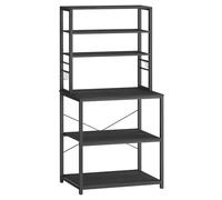 VASAGLE Estantería de Cocina, para Microondas, 6 Estantes, Marco de Acero | Estantería de Panadería Moderna, 6 Ganchos, 60 x 40 x 167 cm, Gris Carbón y Negro Mate, Colección BARNET, KKS024B22
