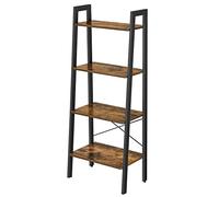 VASAGLE Estantería de Escalera de 4 Niveles, Marco de Acero | Estantería para Salón, Dormitorio, Oficina en Casa, Estilo Industrial, Marrón Rústico y negro mate, Colección BARNET LLS44X