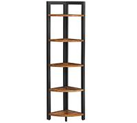 VASAGLE EstanterÍa de Esquina de 5 Estantes, EstanterÍa Esquinera, para Sala de Estar, Dormitorio, Estudio, 30 x 30 x 150 cm, Estilo Industrial, MarrÓn RÚstico y Negro LLS803B01