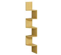 VASAGLE Estantería de Esquina de Montaje en Pared, Estantería Esquinera de 5 Niveles, Estantería de Plantas, para Dormitorio, Sala de Estar, Baño, Oficina en Casa, Roble Natural/Greige Melange/Gris Ne