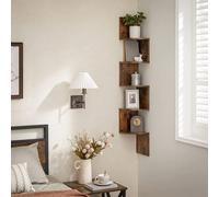 VASAGLE, estantería de esquina, estante de pared con 5 compartimentos, estante flotante, para cocina, dormitorio, sala de estar, estudio, oficina, color marrón oscuro, modelo LBC20BX