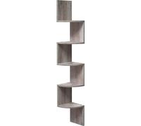 VASAGLE, estantería de esquina, estante de pared con 5 compartimentos, estante flotante, para cocina, dormitorio, sala de estar, estudio, oficina, color gris